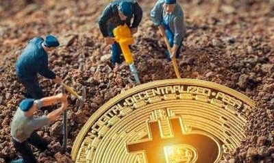 A bustling cryptocurrency mining farm showcasing advanced technology